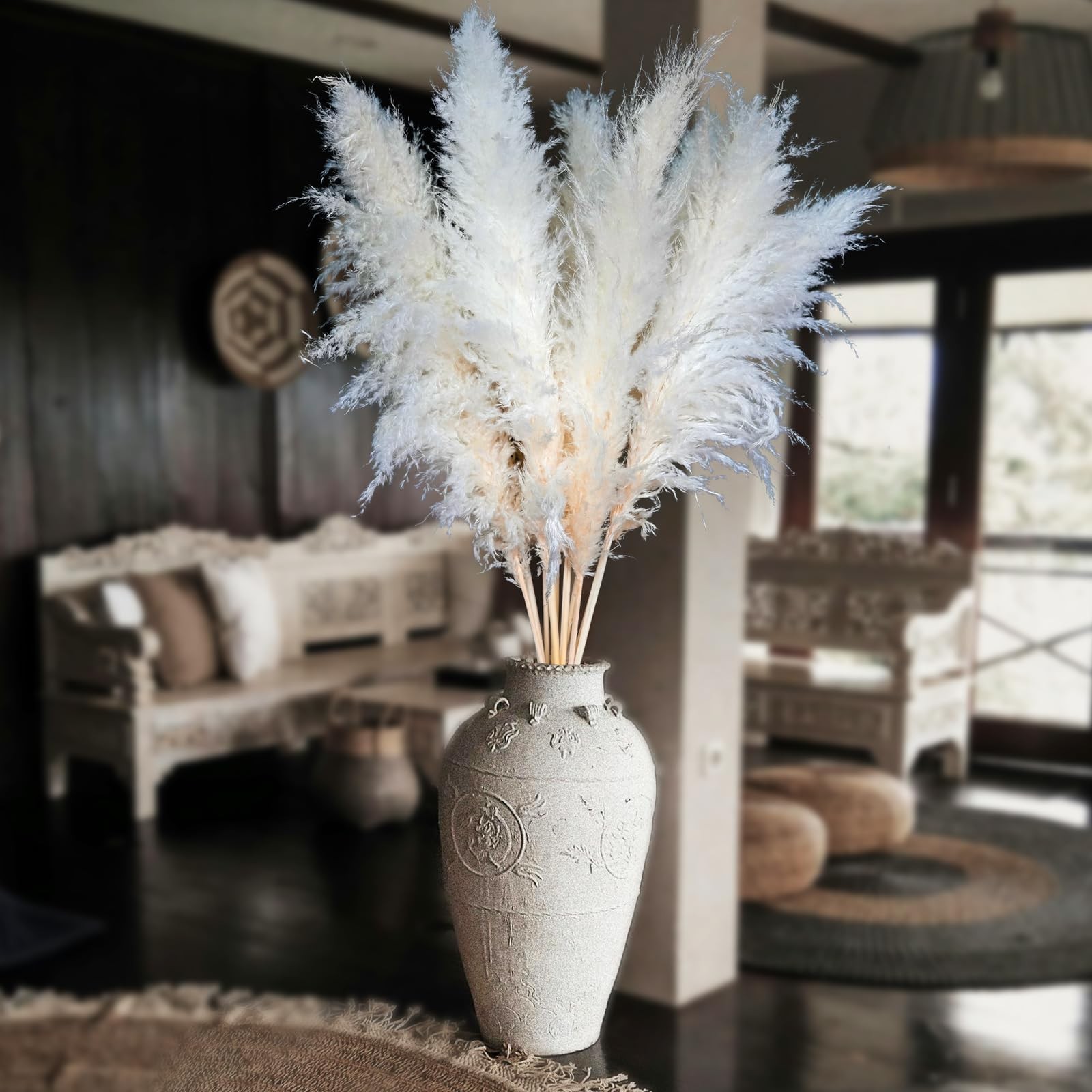 10 PCS 46” White Tall Pampas Grass Decor for Floor Vases Pompas Floral Plumas