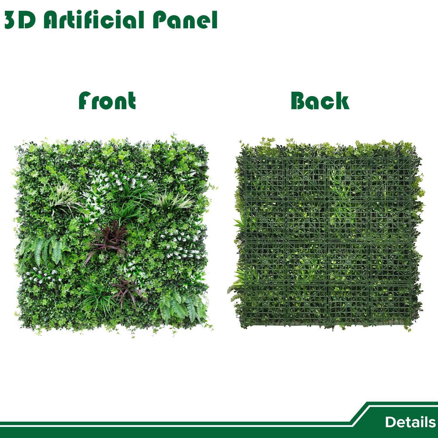 40″ Artificial Grass Mats 3D Mixed Plant Wall Ledge Decor For Home Festival #5