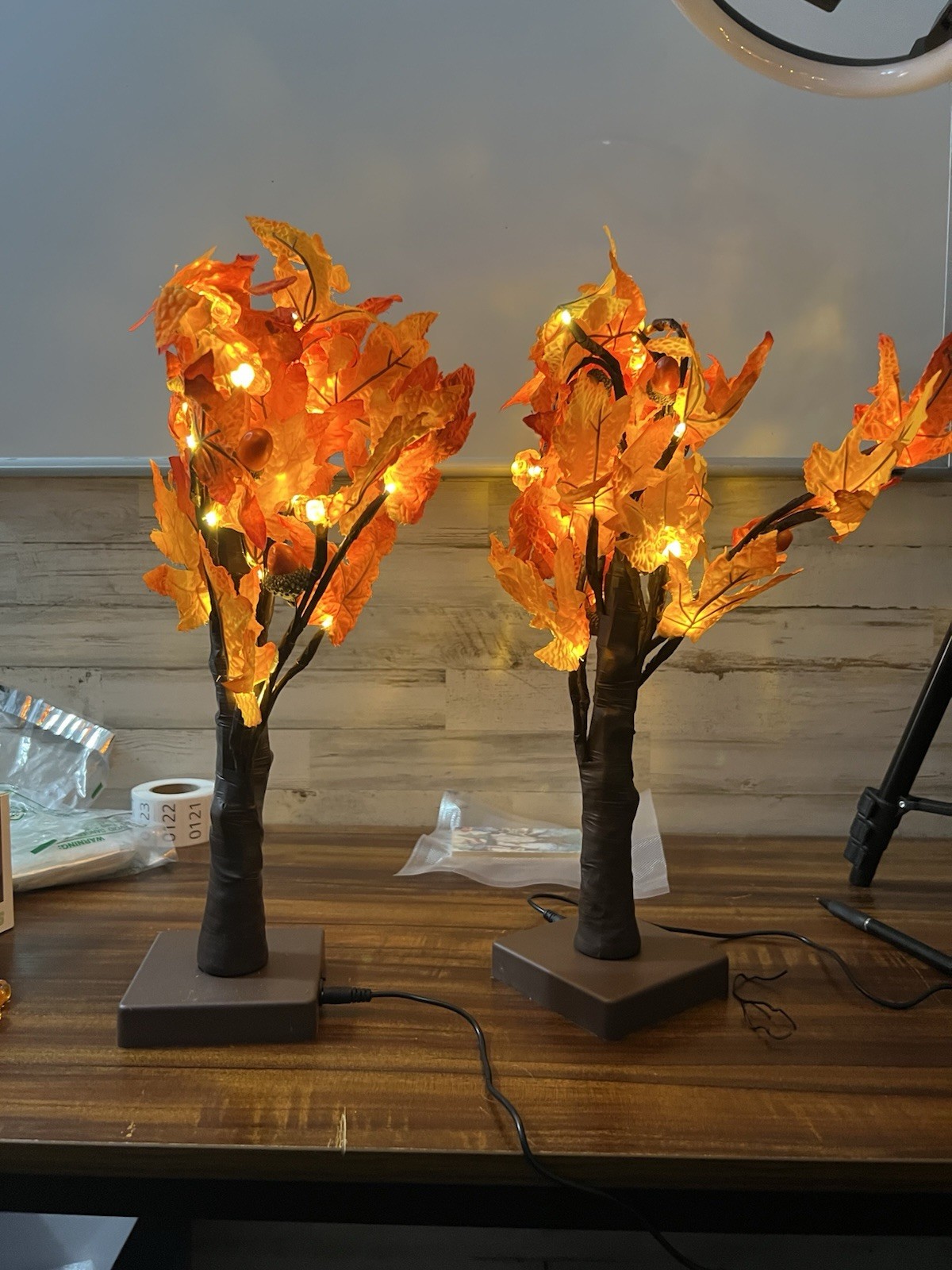 2 Pack Lighted Fall Maple Tree for Fall Decorations,USB & Battery Operated Ar…
