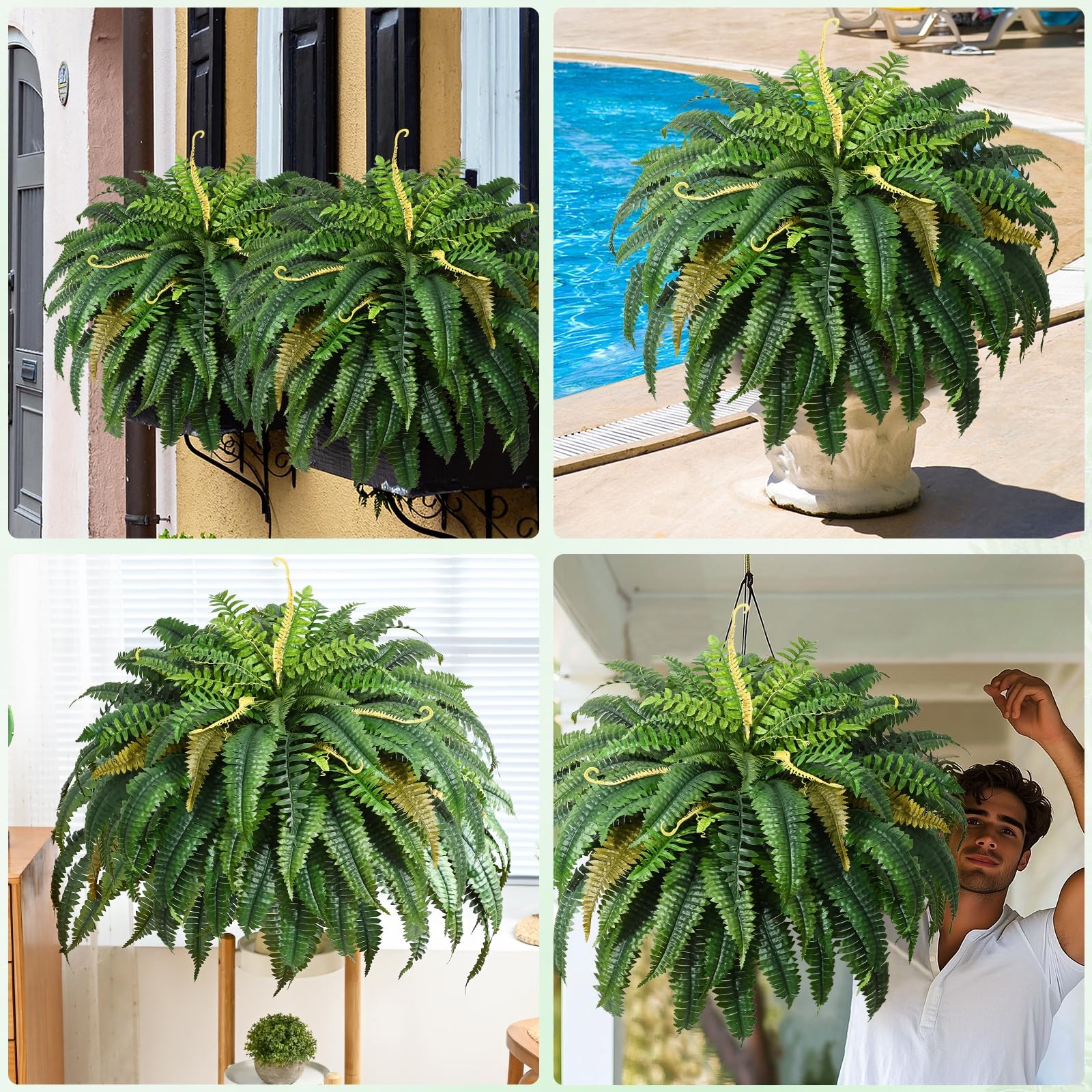 48 inch 88 Leaves XXL Large Fake Ferns Artificial Ferns for Outdoors Look Rea…