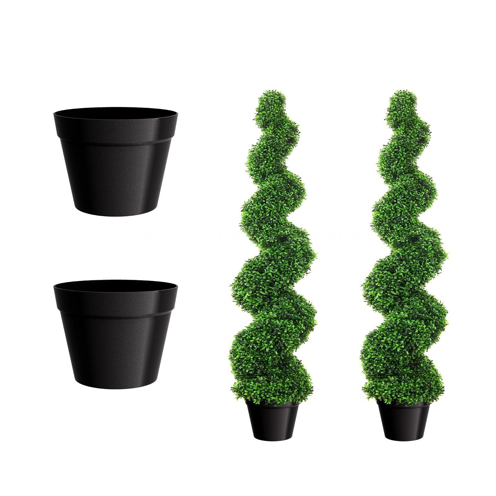 47’ Artificial Boxwood 2 Pack Spiral Topiary Tree UV Home Decor Green In/Outdoor
