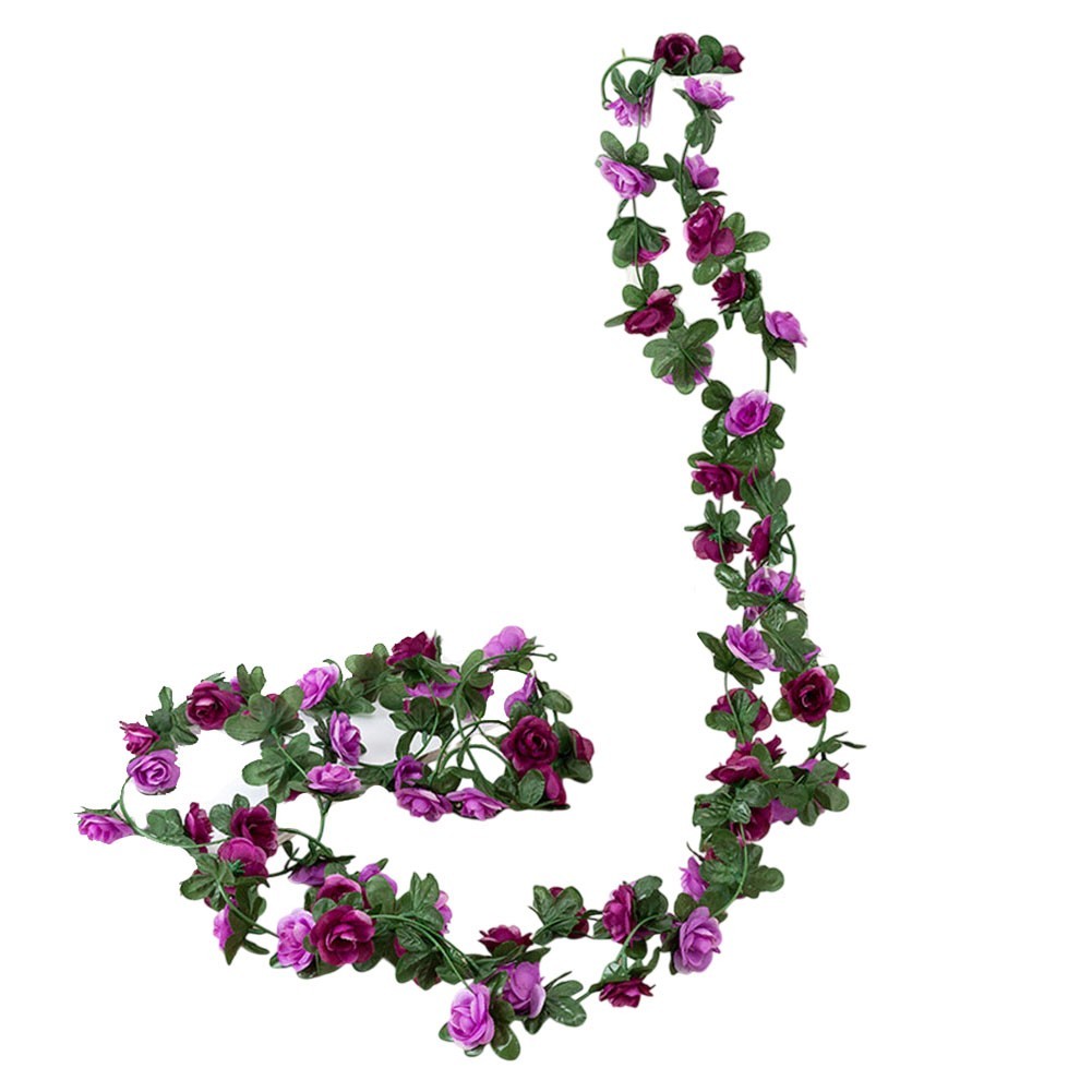 Artificial Vine Decoration for Events with Green Leaves and Roses