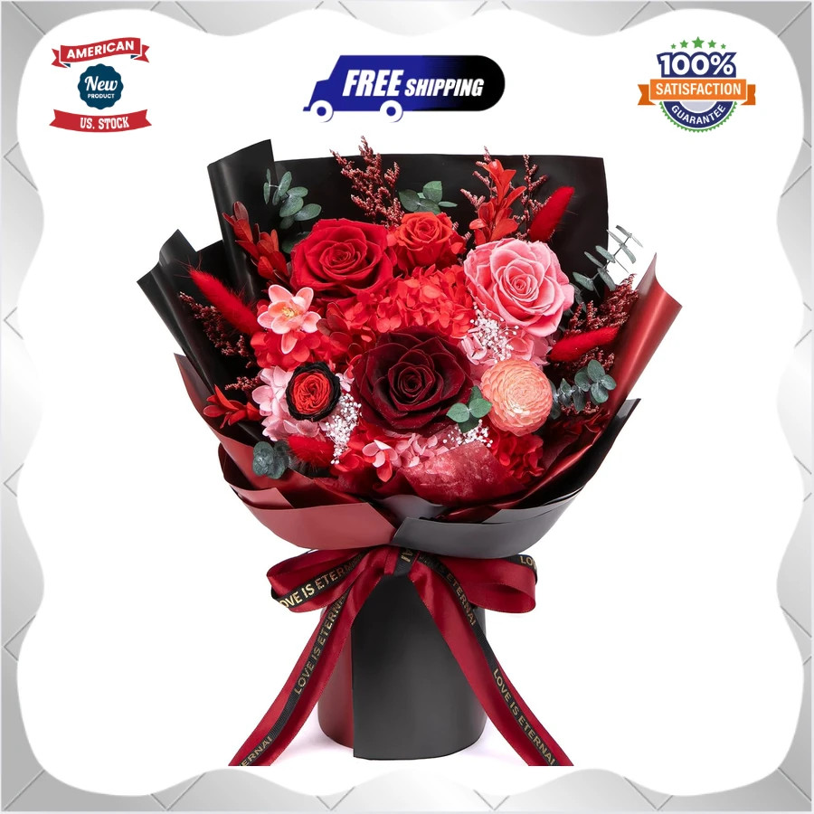 Preserved Red Rose Bouquet Real Forever Flowers Gift for Her Birthday Anniver…