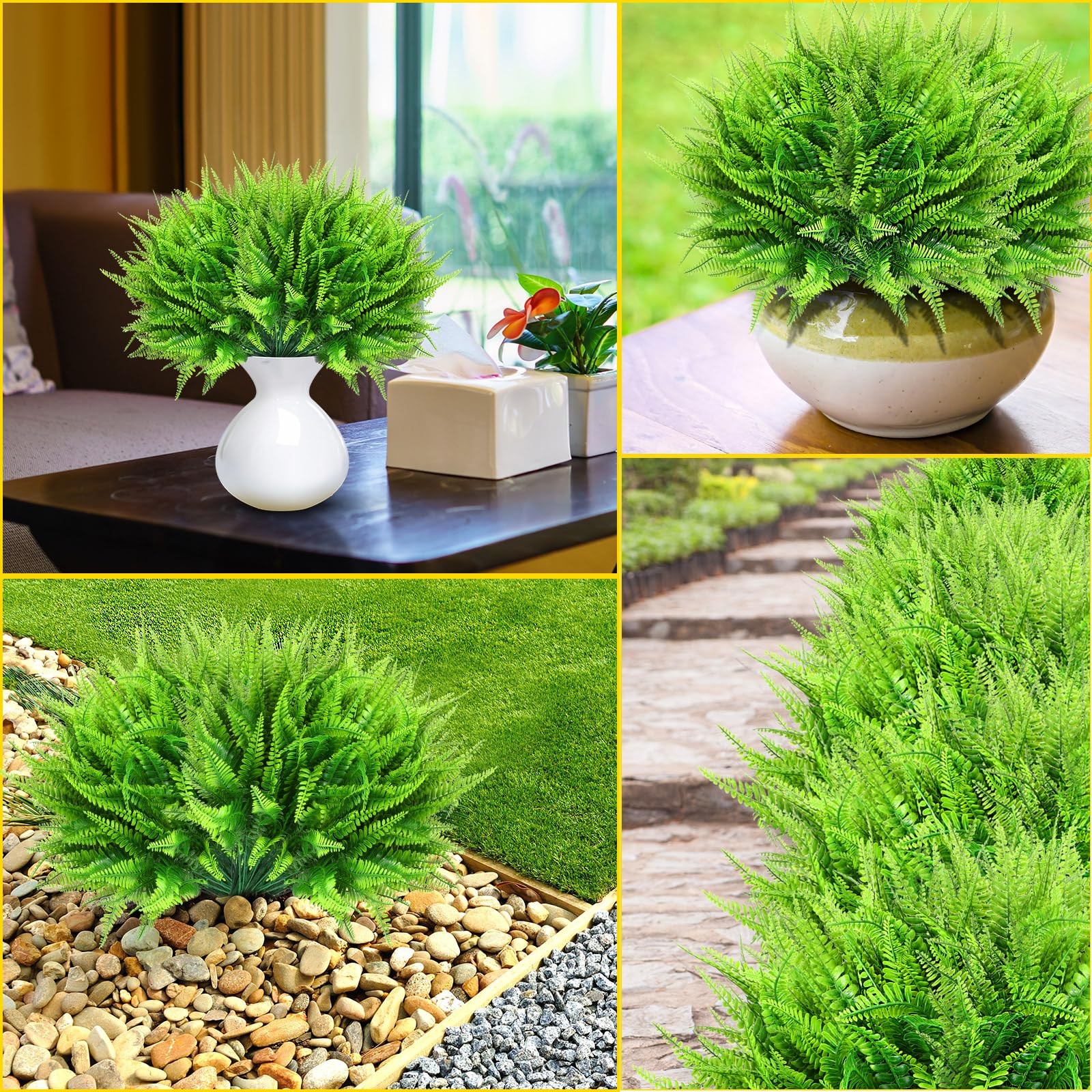 30 Pcs Artificial Boston Fern Plants Fake Boston Fern Stems UV Resistant Faux…