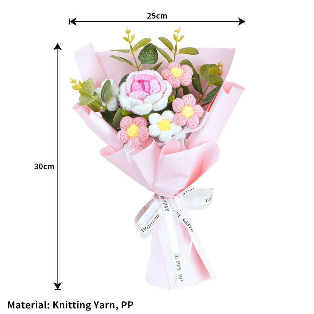 Knitted Flower Crochet Flower Bouquet Finished Hand Woven Preserved Flower ET