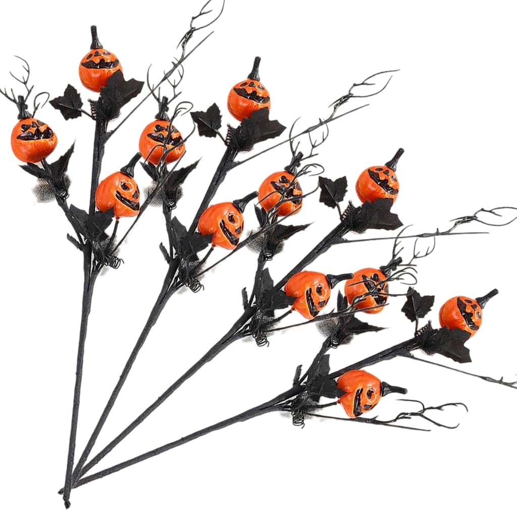 Halloween Decorations, Artificial Pumpkin Black Maple Leaf Floral Stems