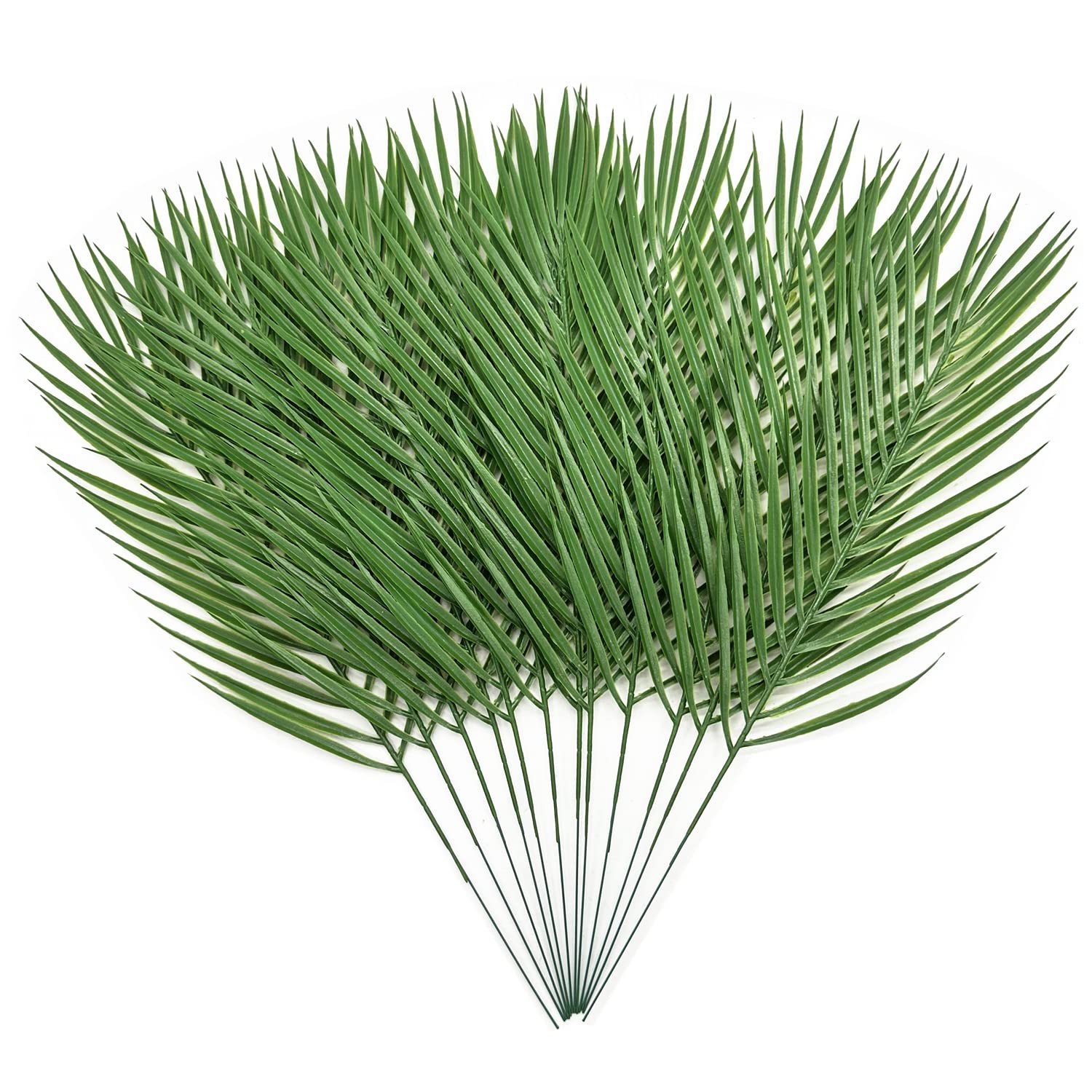 12 Pcs Artificial Palm Branches Palm Leaves with Stem for Party Tree Decor