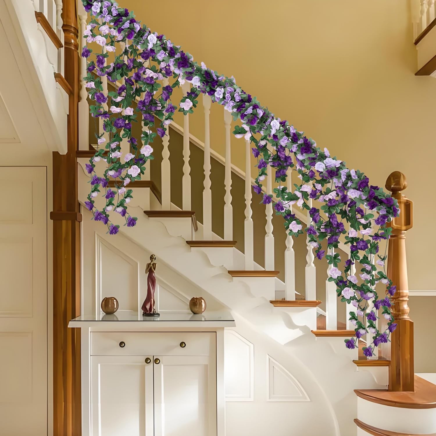 8 Pcs x 8.2 ft Artificial Flower Garland,Hanging Fake Roses Vine for Backdrop…