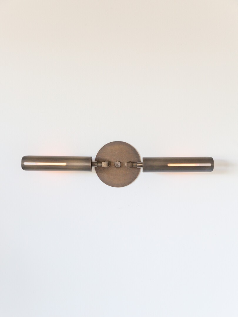 Modern Brass Dual Wall Light | Adjustable Cylinder Sconce | Industrial Wall Lamp