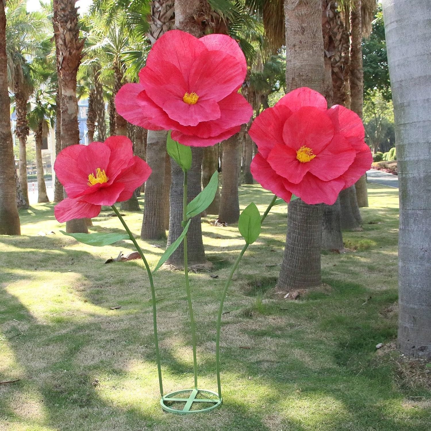 5.9 Ft Large Paper Artificial Flowers Giant Standing Poppy Wedding Decor Red