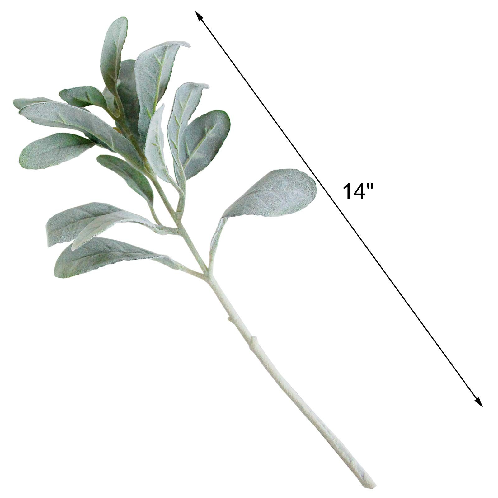 Tinsow Artificial Flocked Lambs Ear Leaves Dusty Miller Stems Flocked Oak Leaves