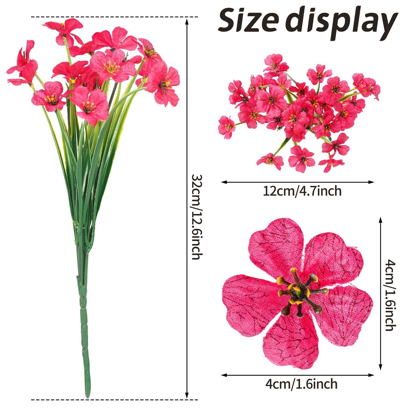 24 Bundles Artificial Flowers for Outdoor Indoor Garden Home Decoration, Plas…