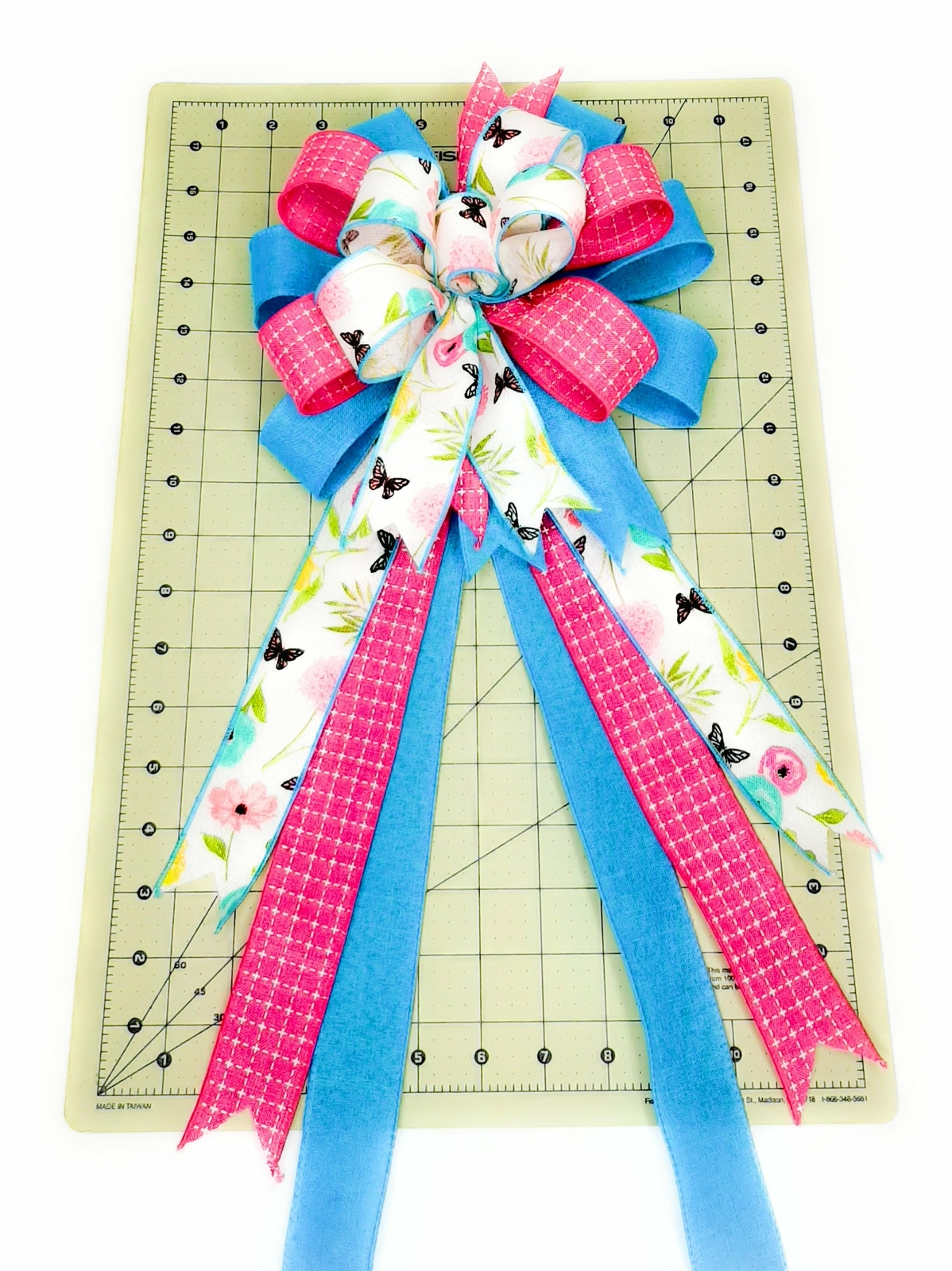Summer Bow, Turquise Watercolor Flower Print, Fuchsia Pink and Turquoise