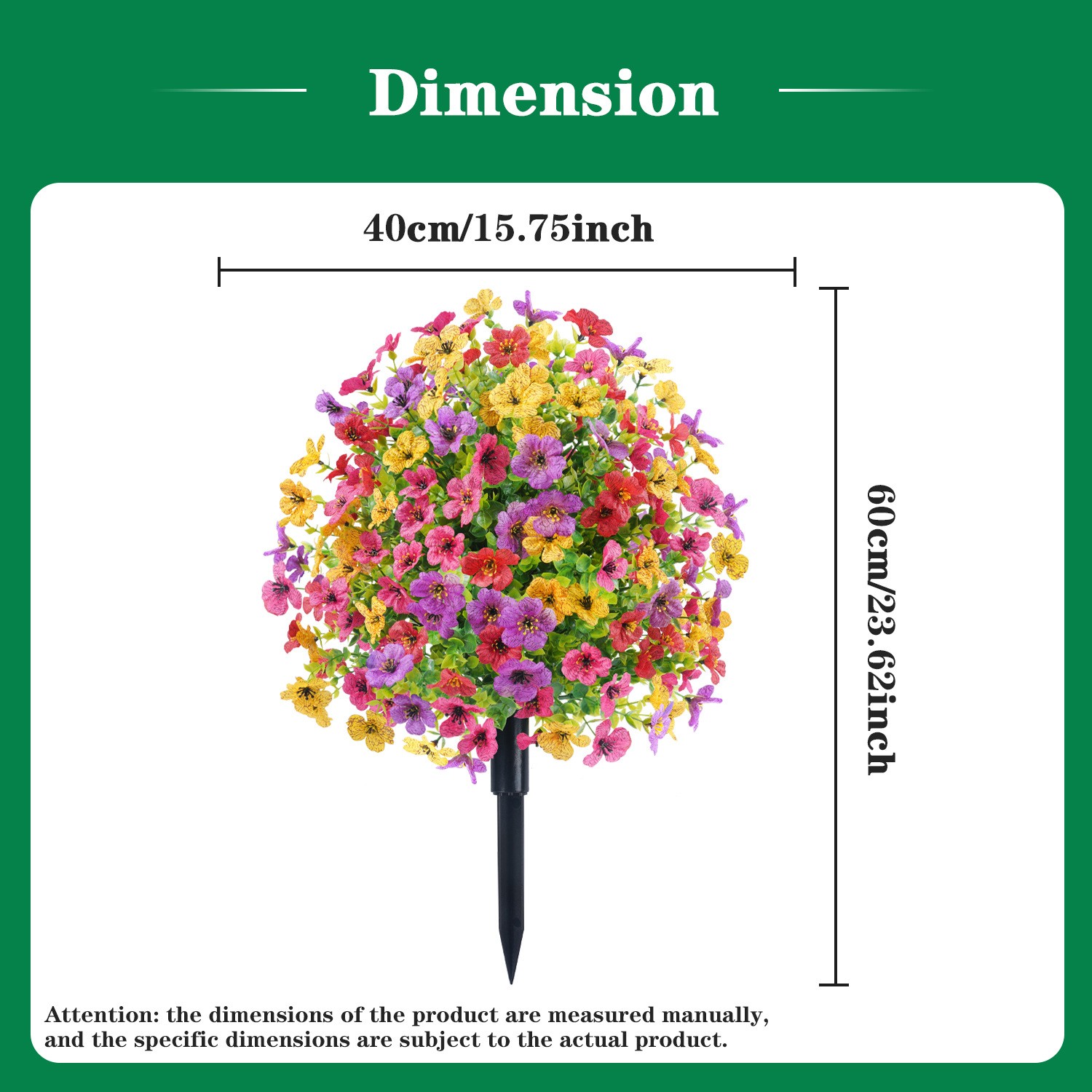 Artificial Outdoor Flowers Plants 2-Pack – 23 in, Low-Maintenance Faux Shrubs