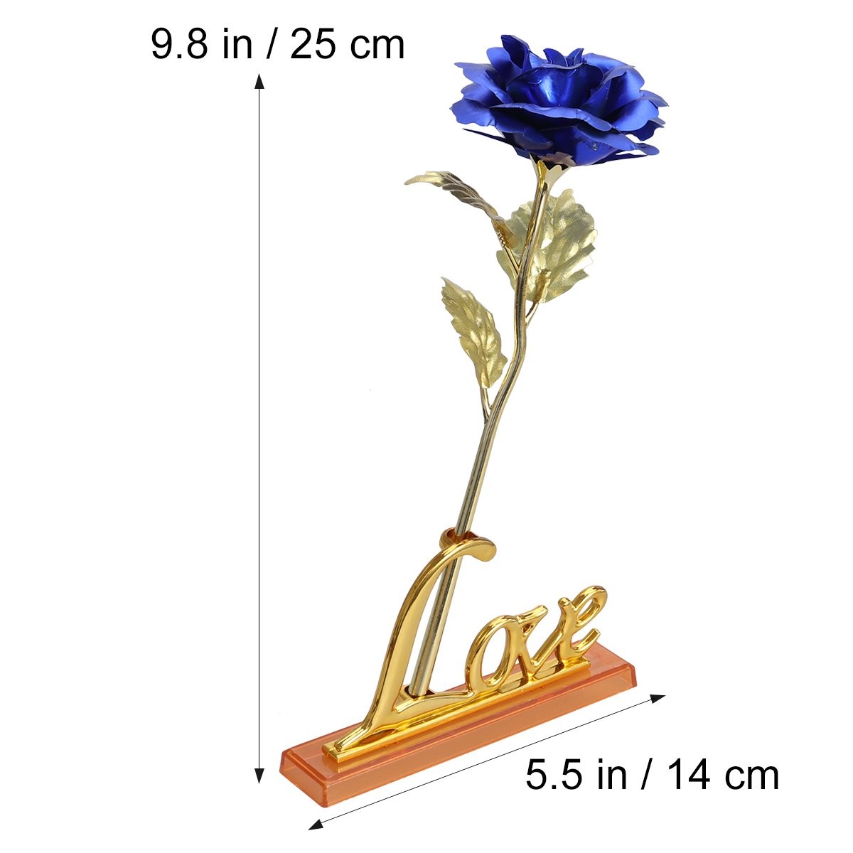 Golden Rose 24K Gold Foil Trim Artificial Rose Flower Long Stem with Love Sta…