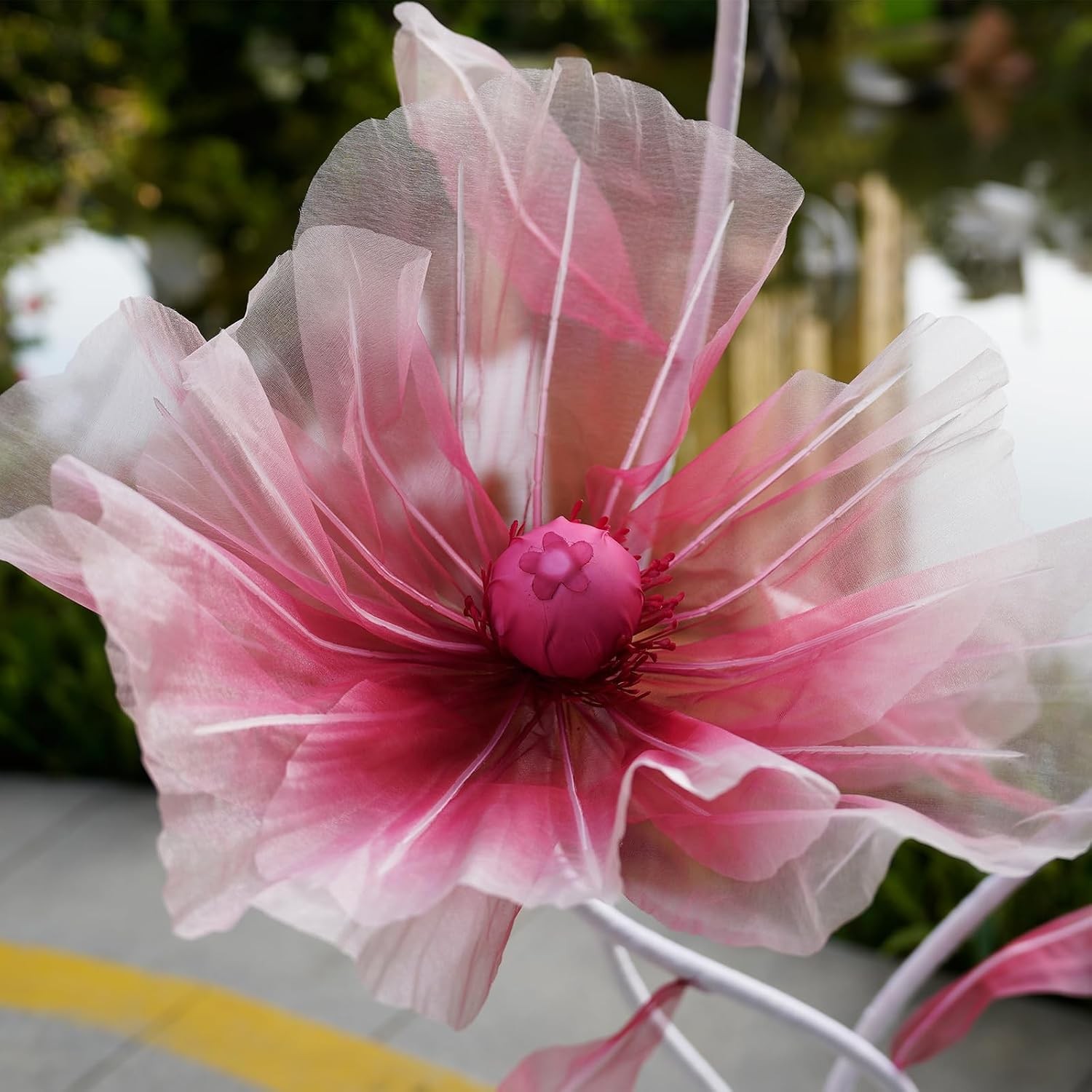 Giant Flowers Decoration W/ Stand,Floor Standing Oversized Large Organza Flowers