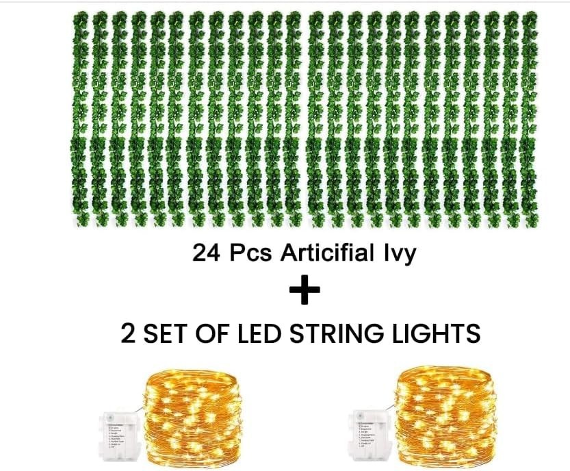 Waterproof 24-Pack 82-Inch Ivy Garland with 160 LED Fairy Lights for Weddings
