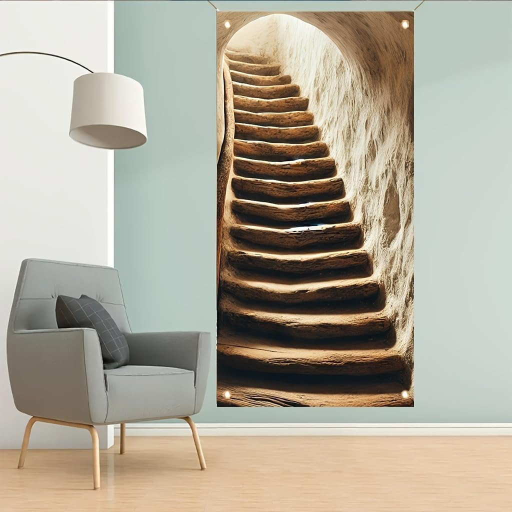 Rustic Stone Stairway 71X35 Inch Ancient Cave Steps Design Outdoor Decoration Vi