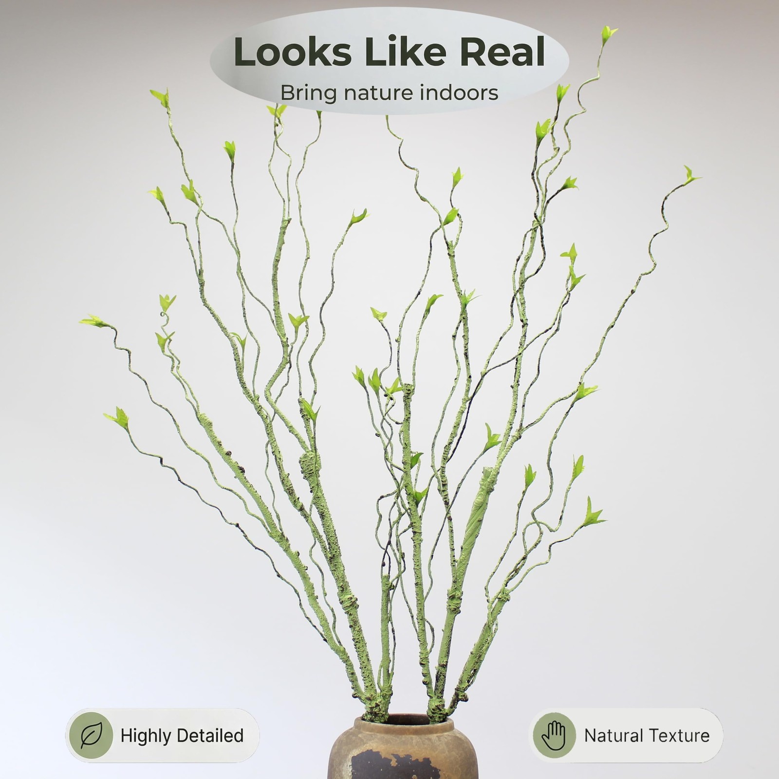 2 PCS Light Green 49 Inch Bendable Artificial Leaves Fake Hanging Plants