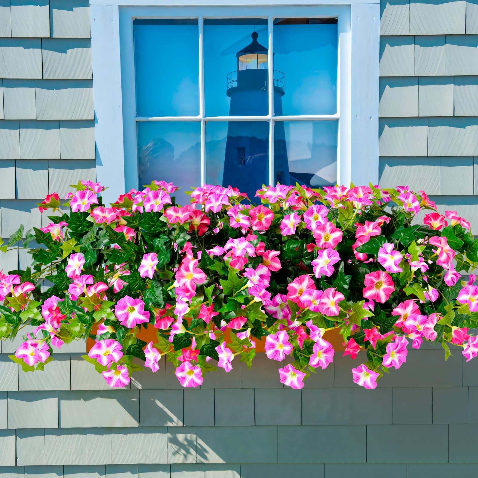 Artificial Flowers for Outdoors, 2 Pack UV Resistant Petunias with Real Touch…