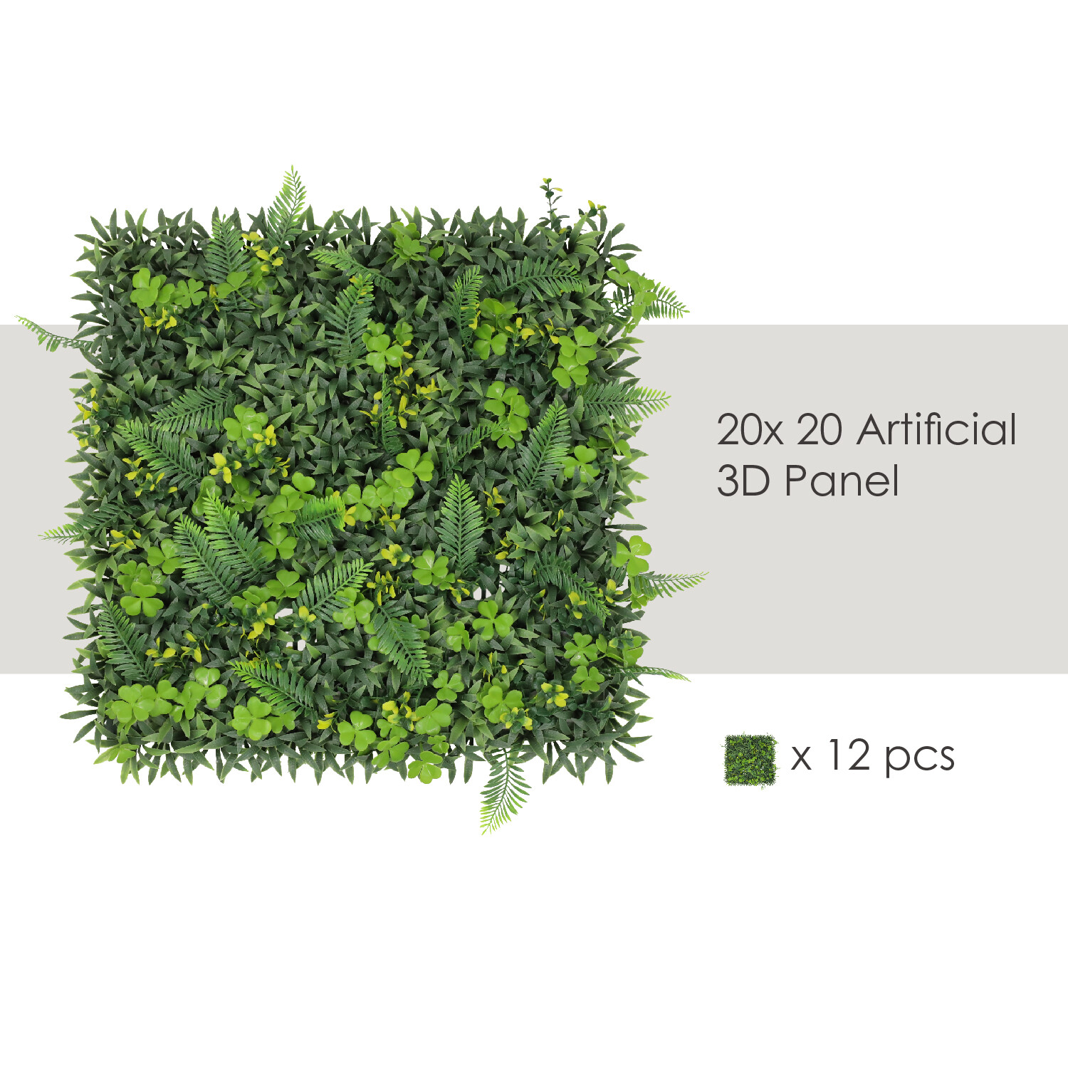 20″ Artificial Leaf Mat #11 3D Mixed Wall Hedge Decor Privacy Fence Panel Grass