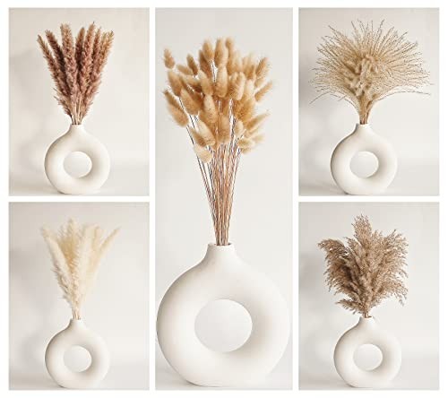 Natural Dried Pampas Grass Decor 110 Pieces White Bunny Tails Fluffy Boho Indoor