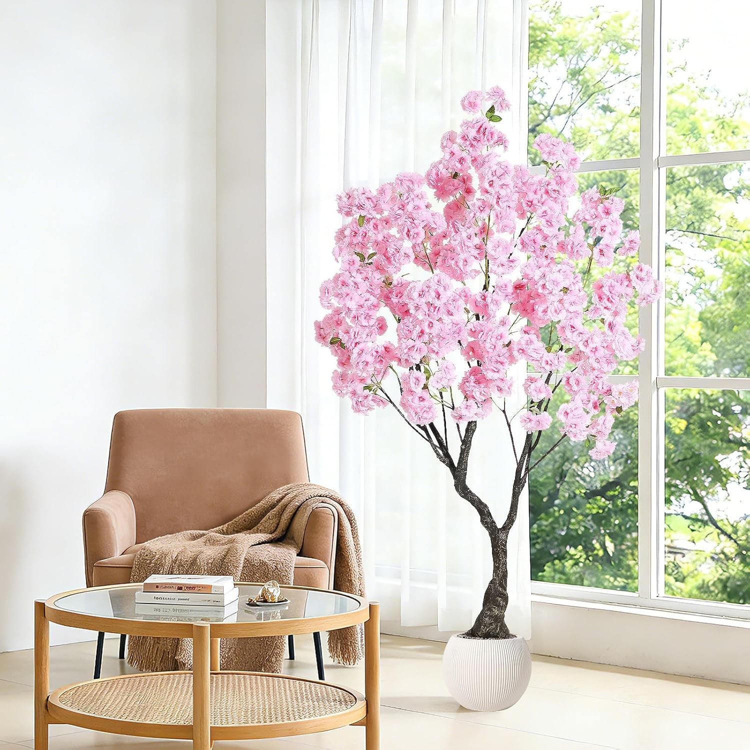 6FT Artificial Cherry Blossom Tree: Pink Faux Flower Tree for Home Wedding Decor