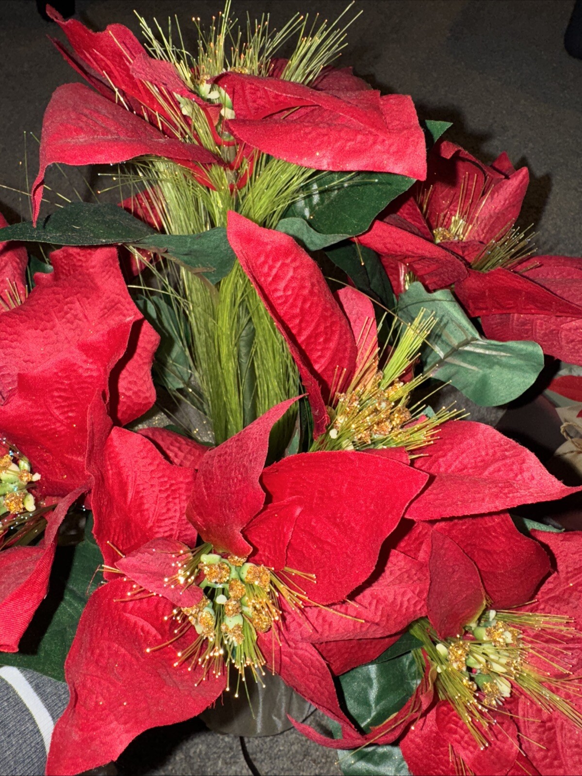 16” Fiber Optic Color Changing Poinsettia Flower Arrangement by Holiday Time