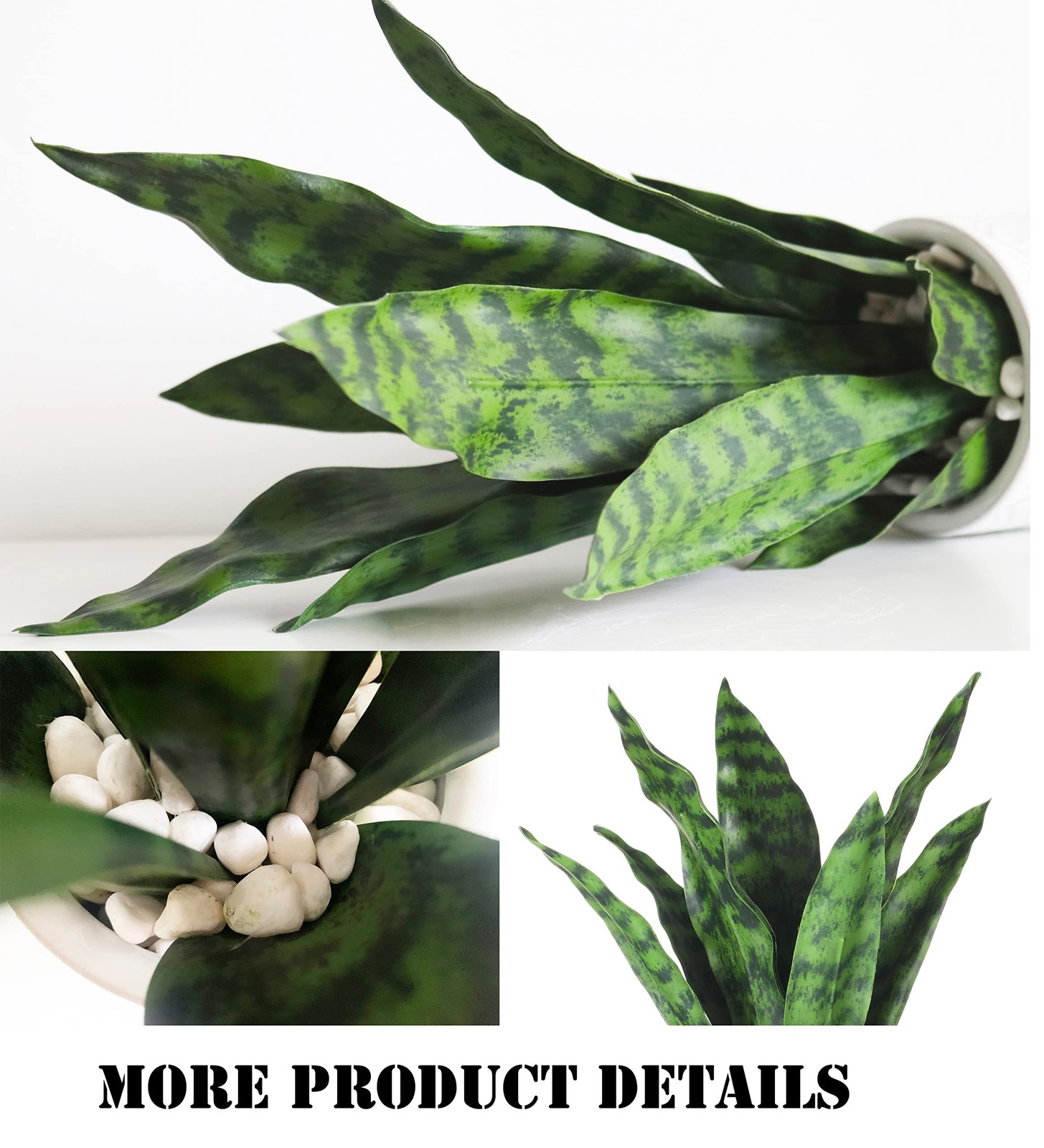 DUZYXI Artificial Sansevieria Plants 16″ with Ceramic Pot