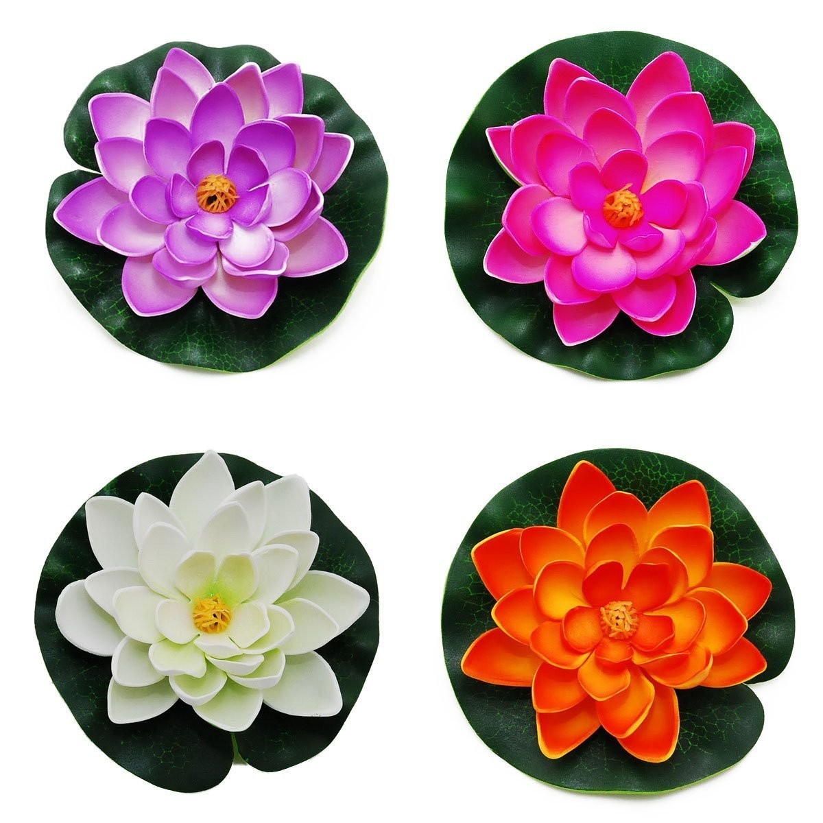 Floating Pond Decor Water Lily/lotus Foam Flower Small set Of 4