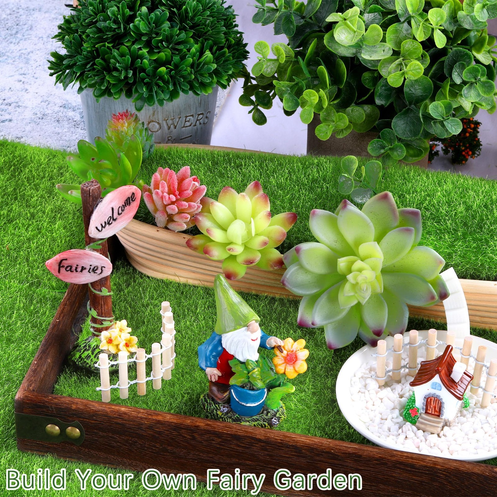 24 Pieces Artificial Grass for Crafts – 6×6 Inch Fake Turf for Fairy Garden, Dol