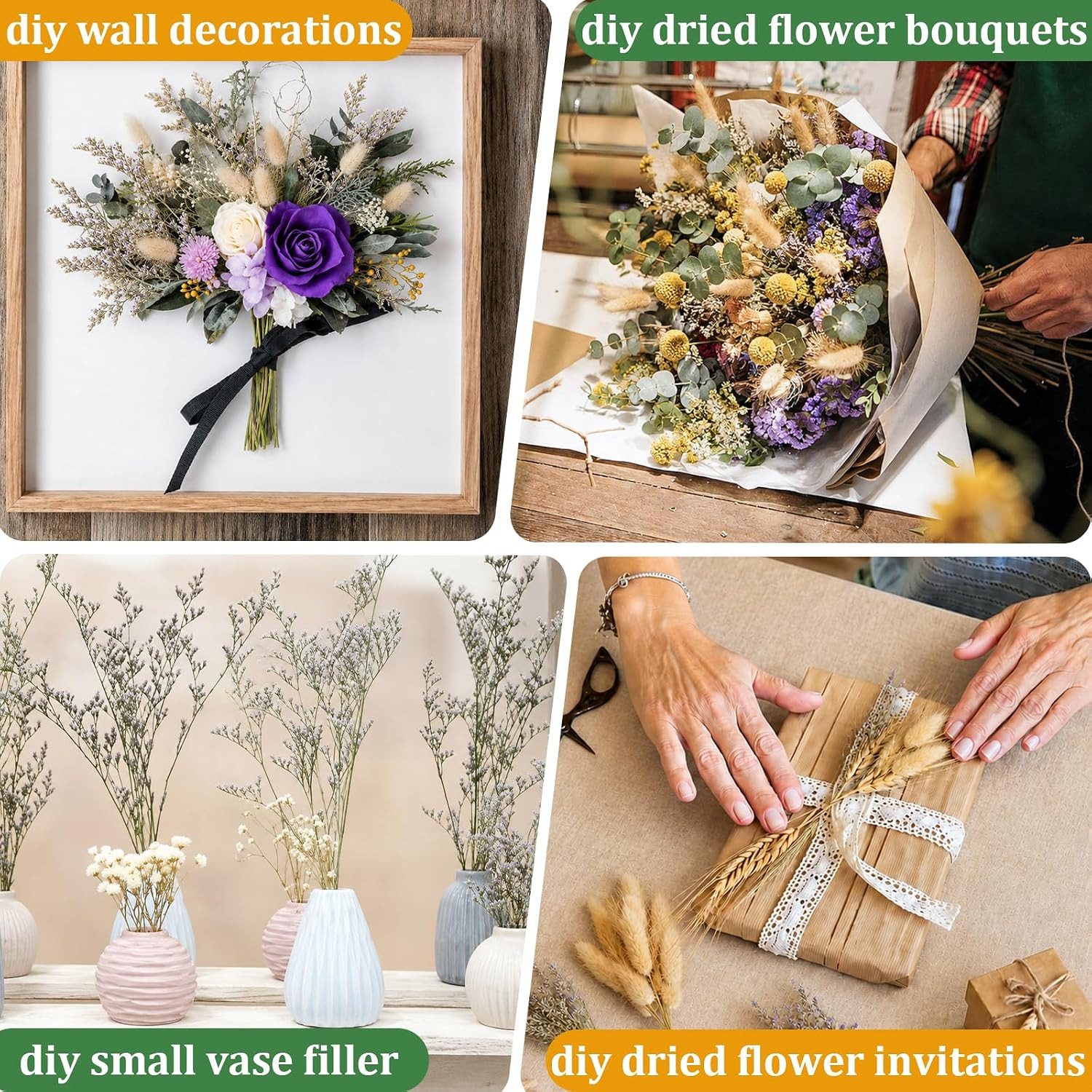 150Pcs DIY Natural Dried Flower Set, Preserved Mini Flowers Bouquets | Mixed Dri