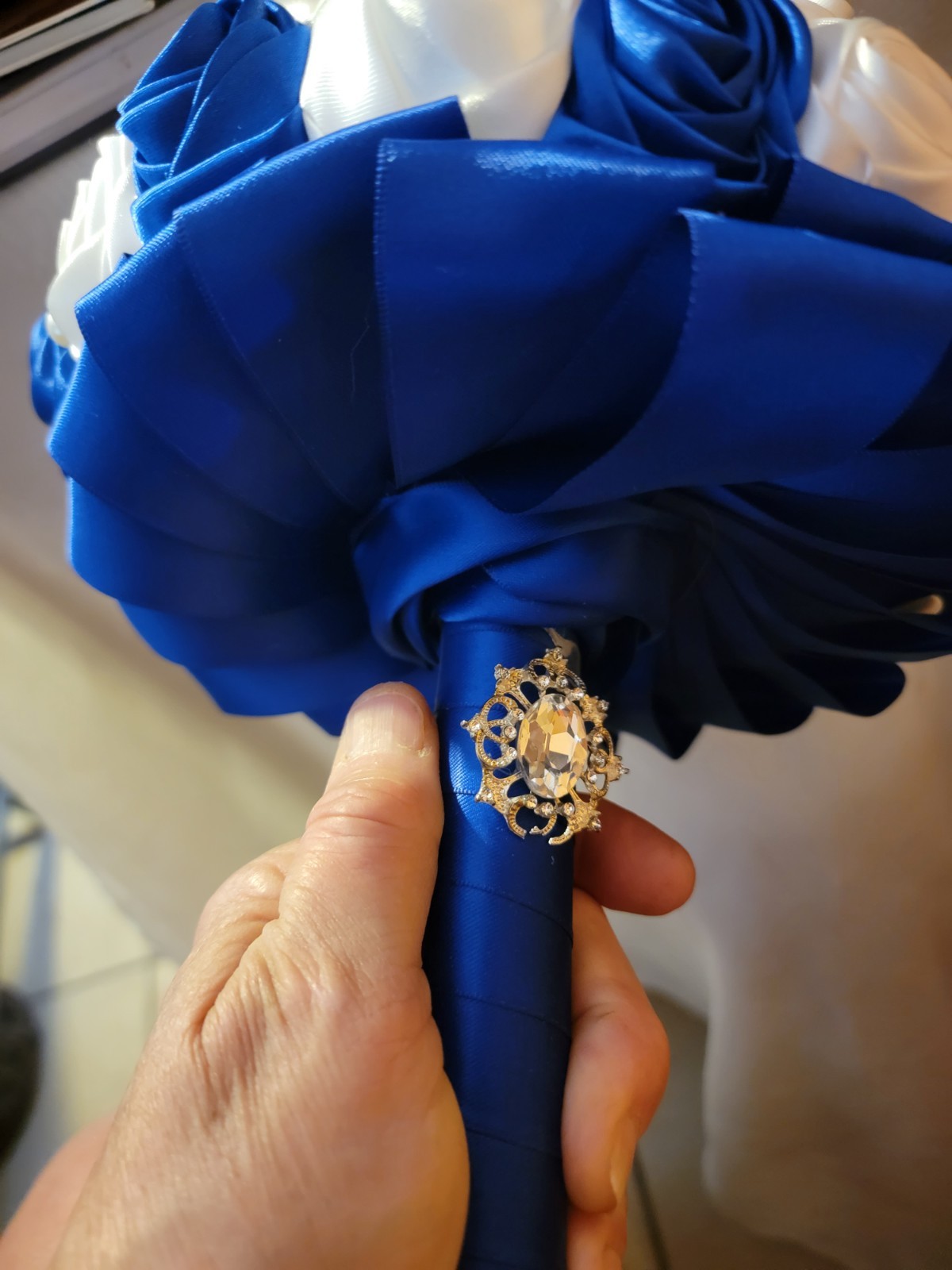 SET Bridal Wedding Bouquet Rhinestone Throw Toss Crystal Satin PLUS Flower Girl