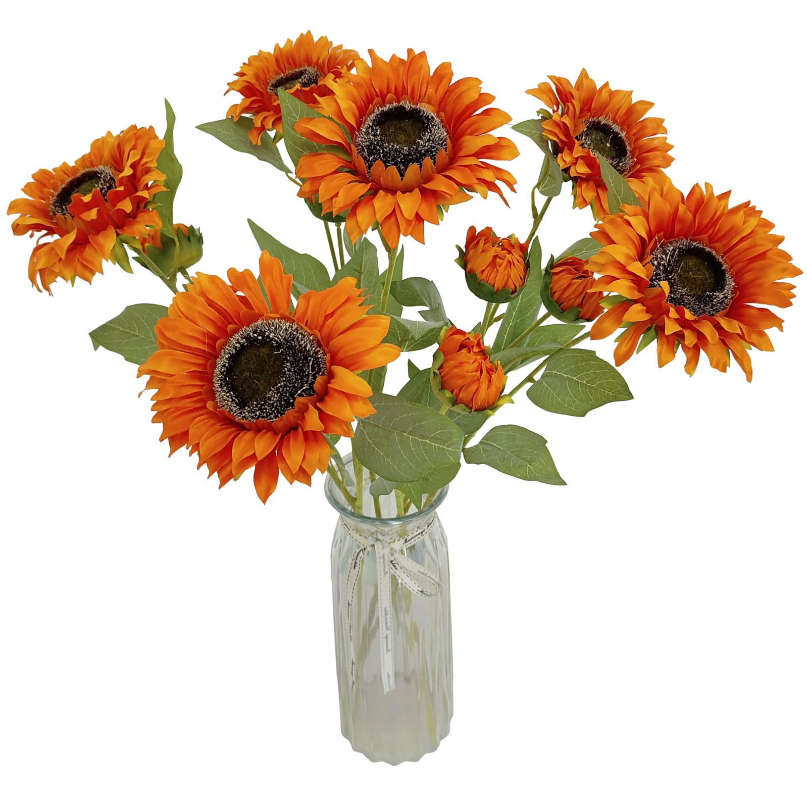 6 Pcs Red Artificial Sunflowers Fake Sun Flowers for Home Decor Wedding