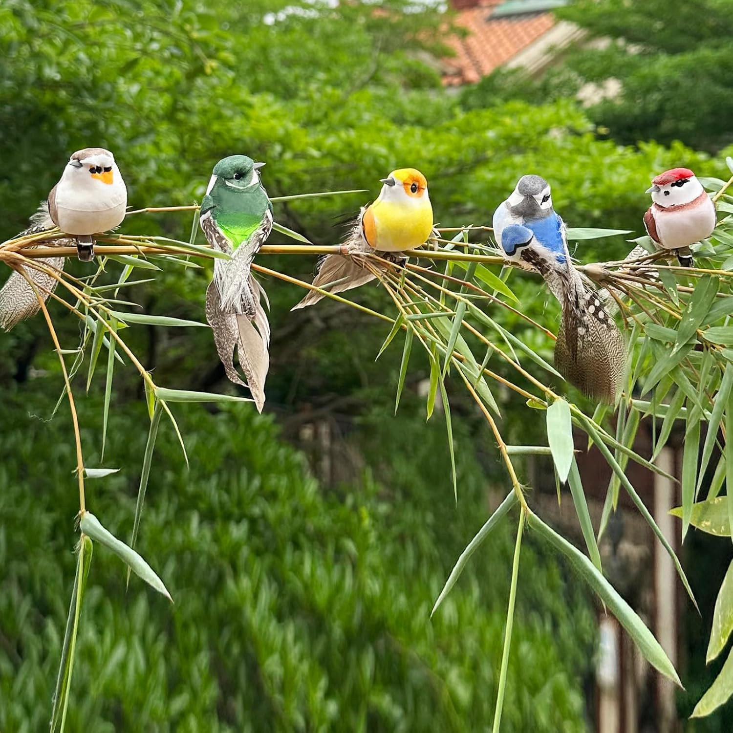 5Pieces Artificial Birds Faux Birds Colorful Fake Birds Clip on Birds Foam Reali