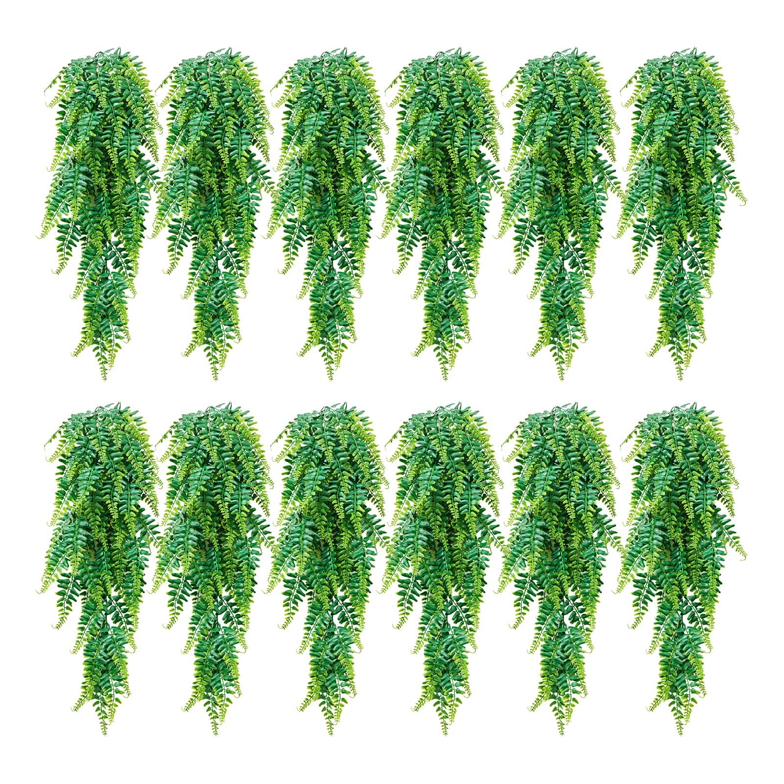 VEVOR 32″ Artificial Hanging Boston Fern Bush Wall Wedding Party Decor 12 Pcs