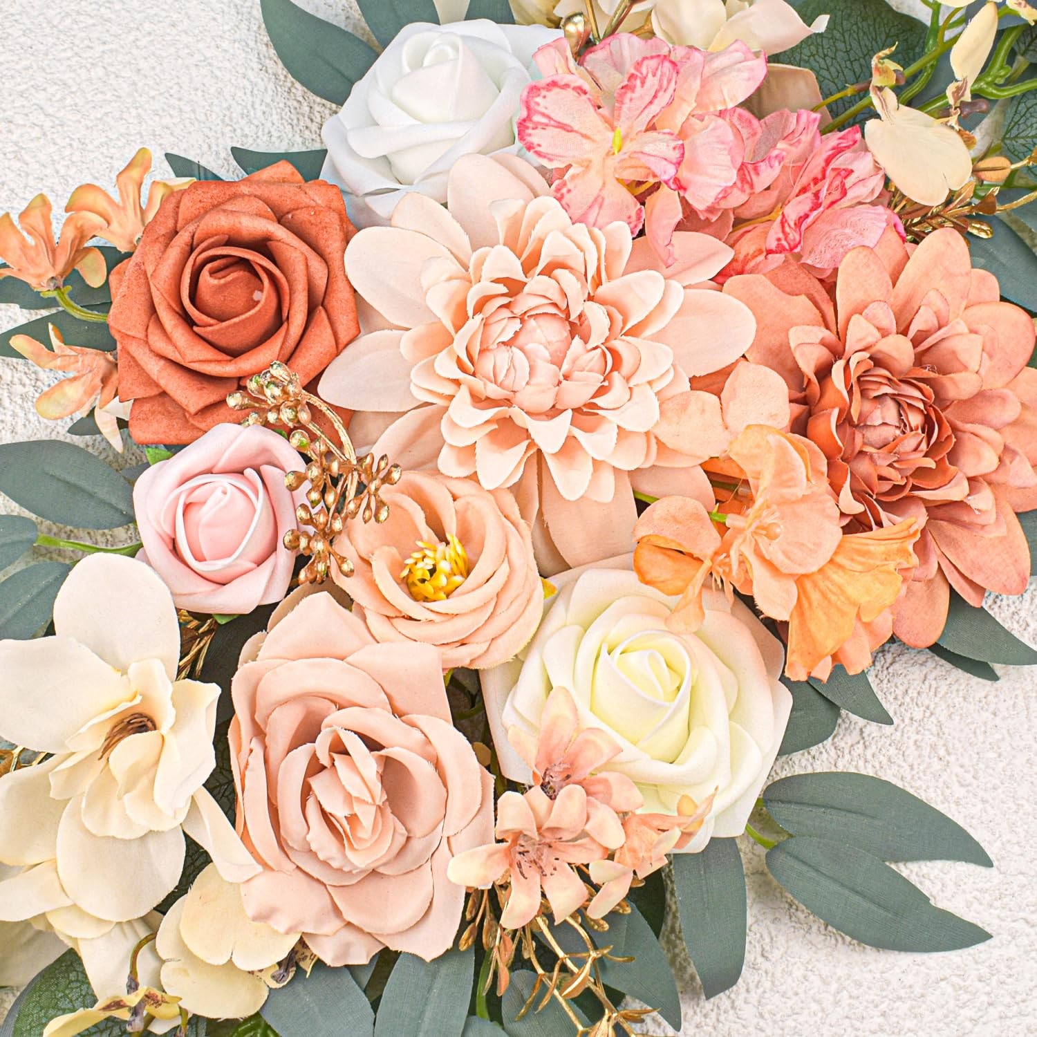 Burnt Orange Artificial Wedding Arch Flowers Set Of 2 Fall Floral Swags Decor