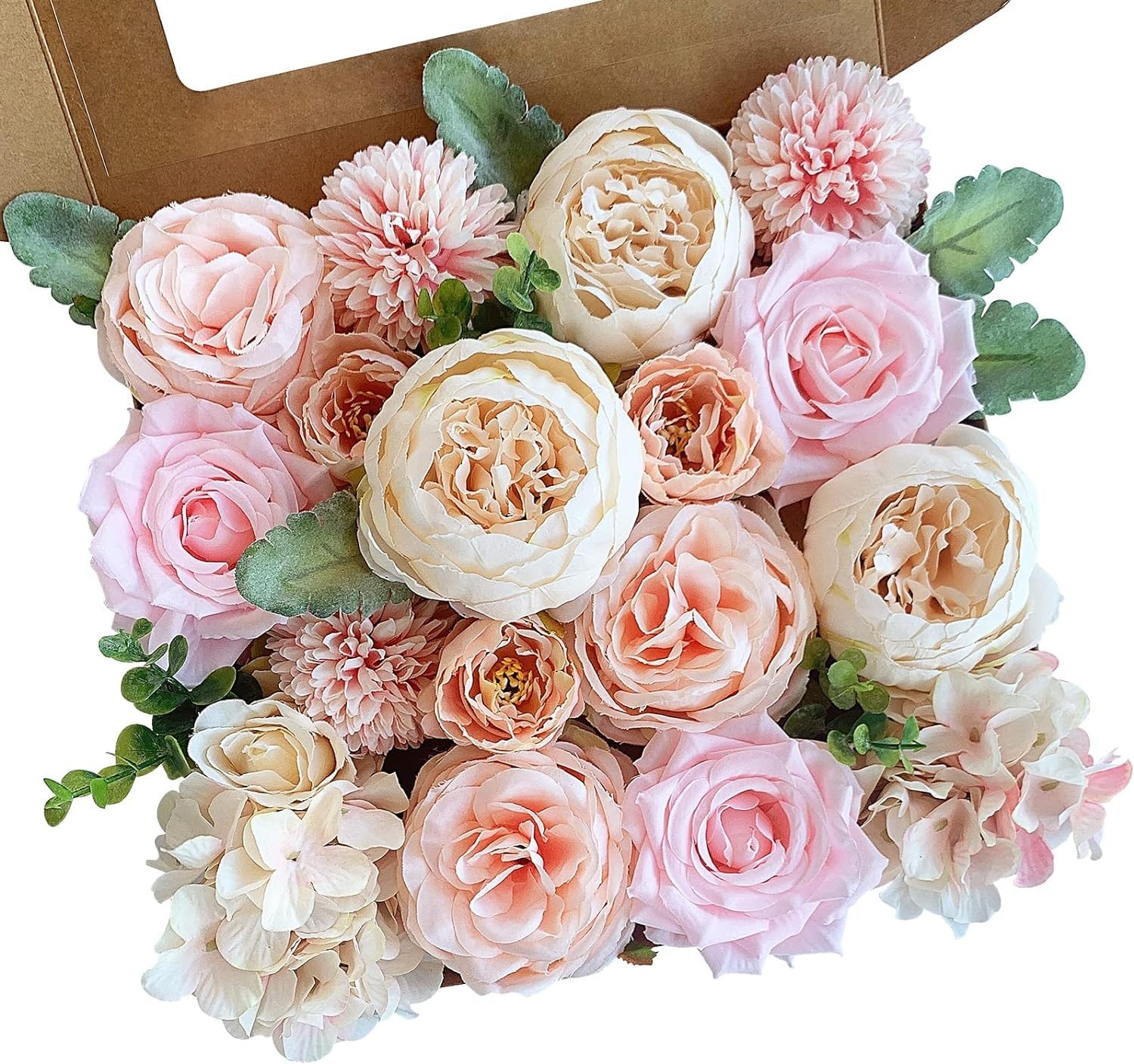 Peonies Artificial Flowers Pink Silk Roses Blush Peony Bulk for DIY Wedding B…