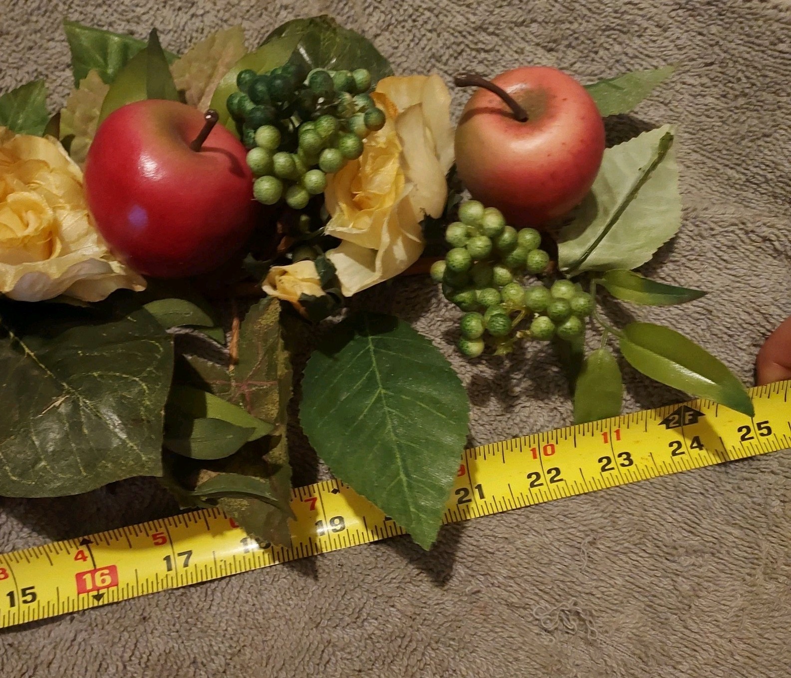 Vtg Floral Fruit Apple Swag Hanging Vine Roses Kitchen Farm Cottage 25 In READ