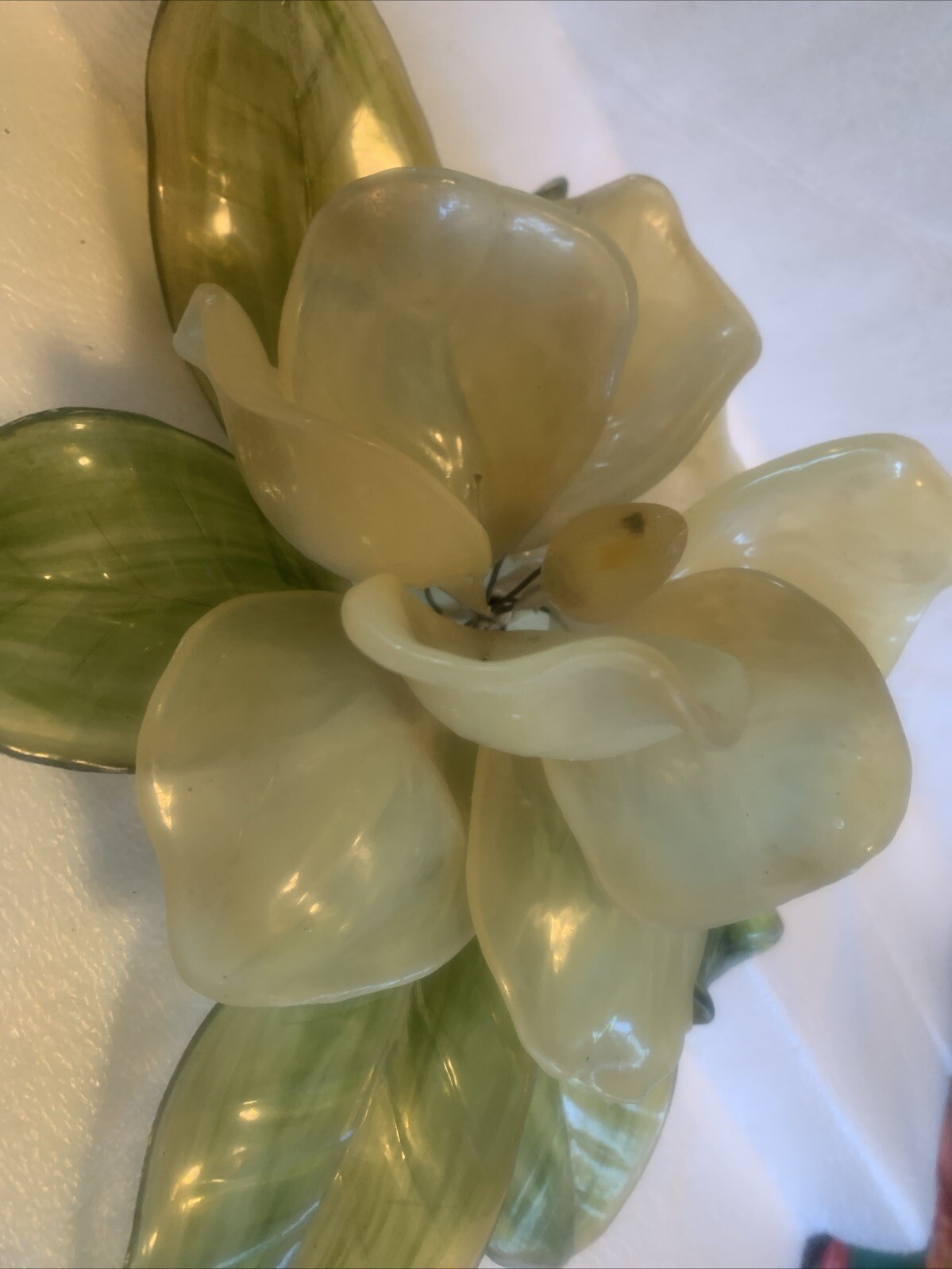 J Corelli Italy Wired Flower Light Cream Magnolia Retro Vtg Lucite 8×10” (a18