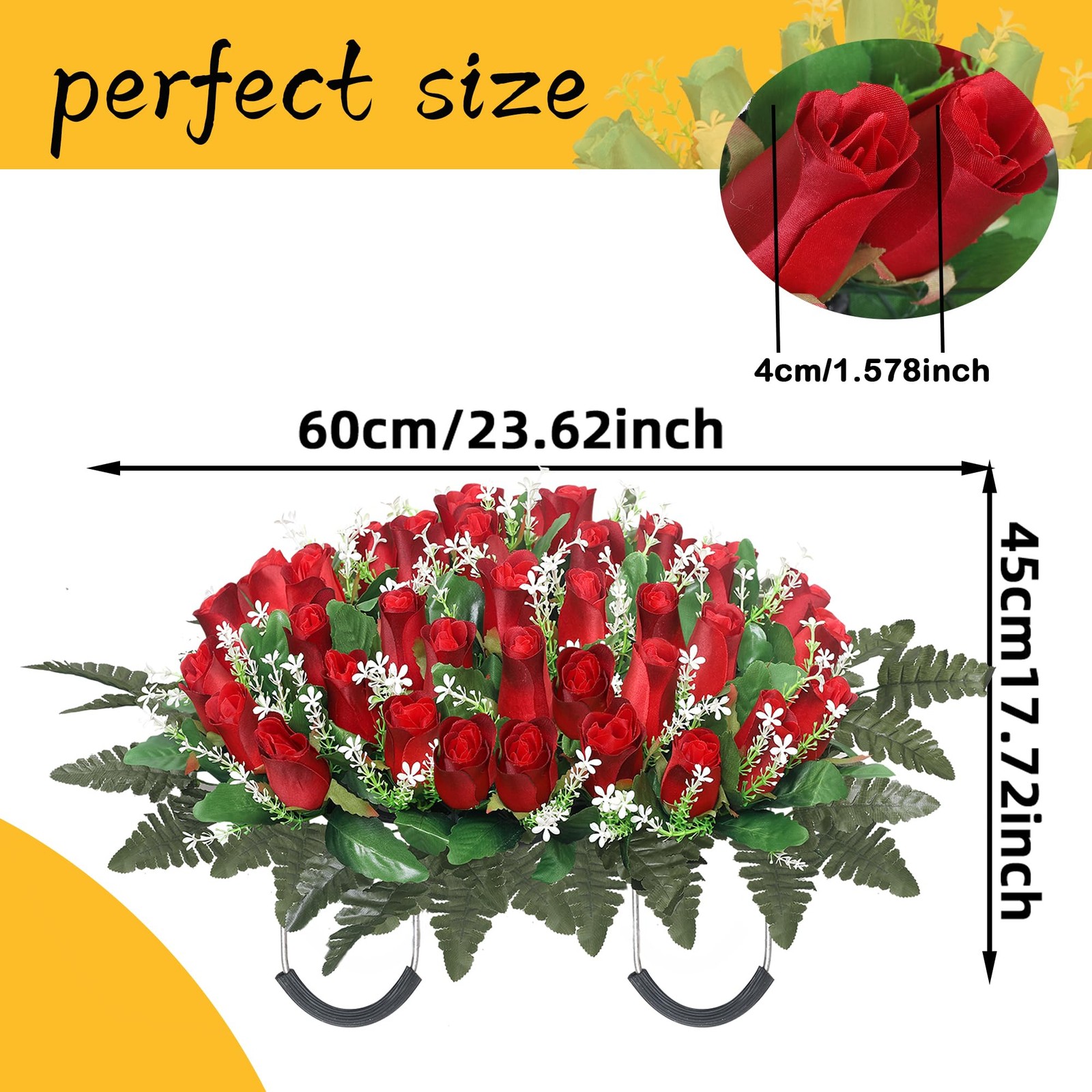 Wocst Artificial Cemetery Flowers for Grave Headstone Flower Saddle Realistic…
