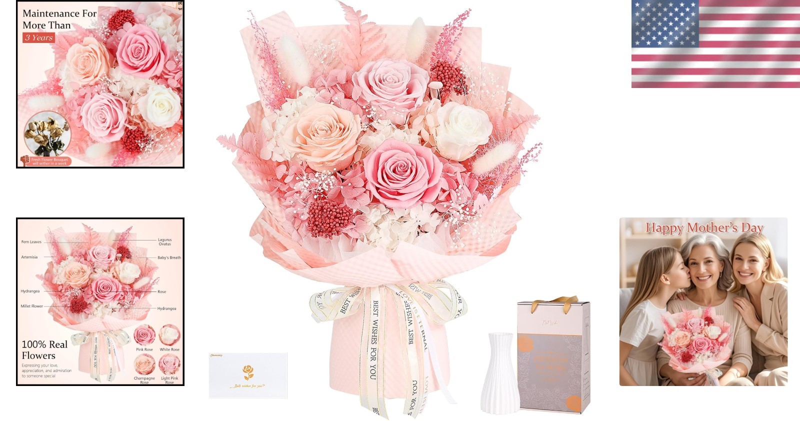 Forever Pink Roses in Gift Box – Perfect for Birthday Gifts or Anniversaries