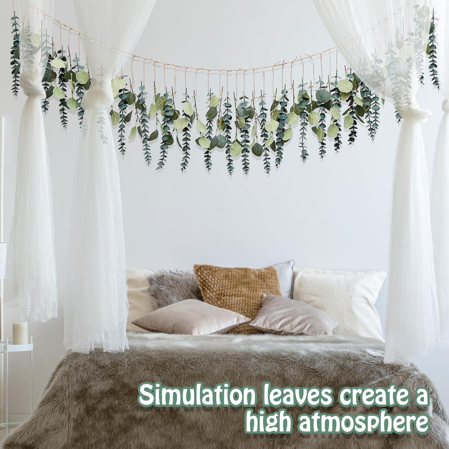 Fresh Eucalyptus Wall Décor with 2 LED String Lights – Versatile Home Accent