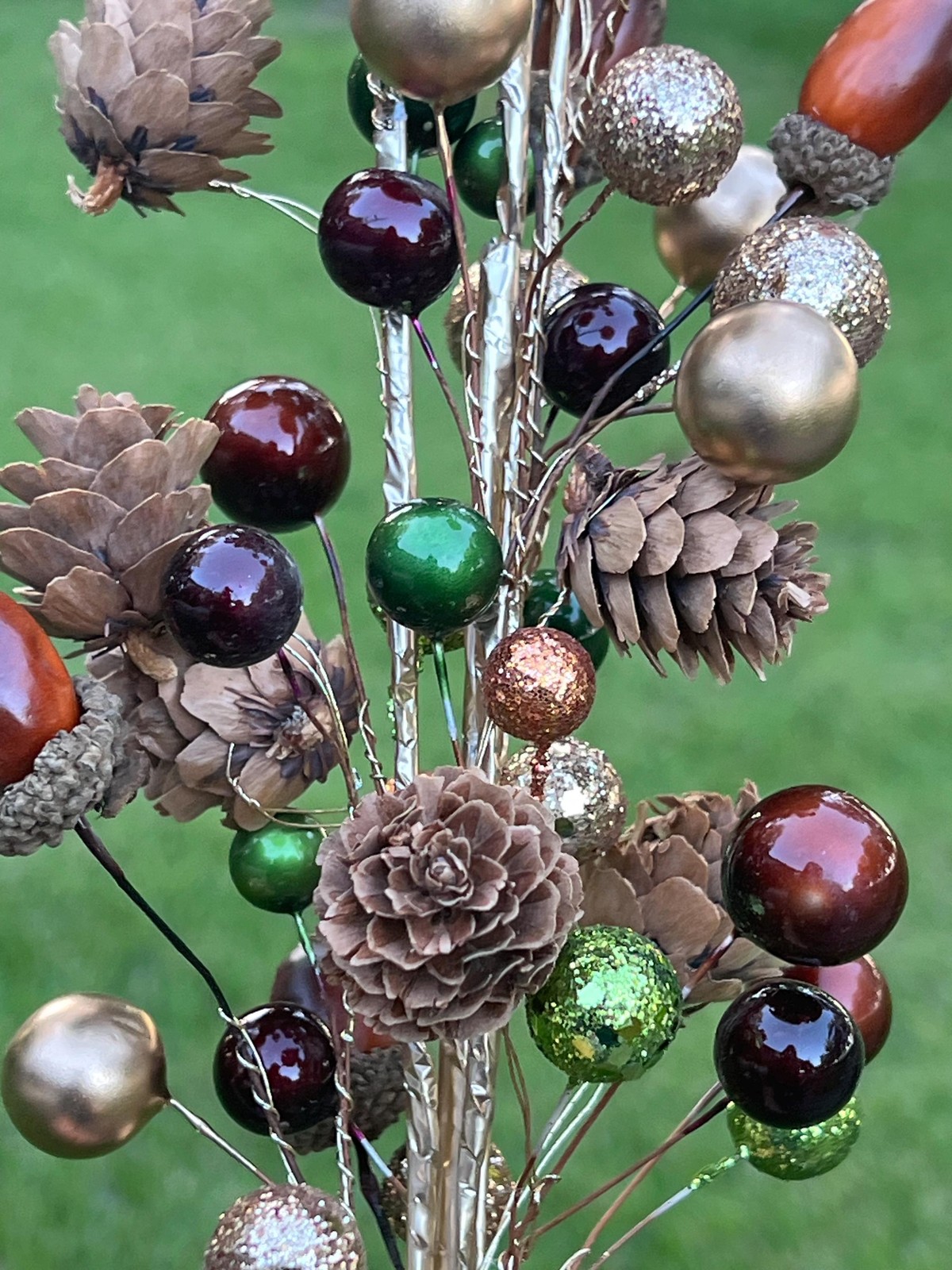 Jewel with Bead Pinecone Spray Stem Branch Pick Christmas or Fall Crafts