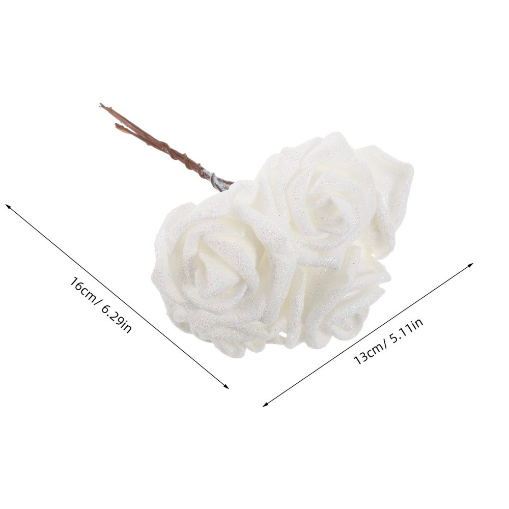 25 PCS White Rose Fake Flower Roses Artificial Silk Wedding Flowers