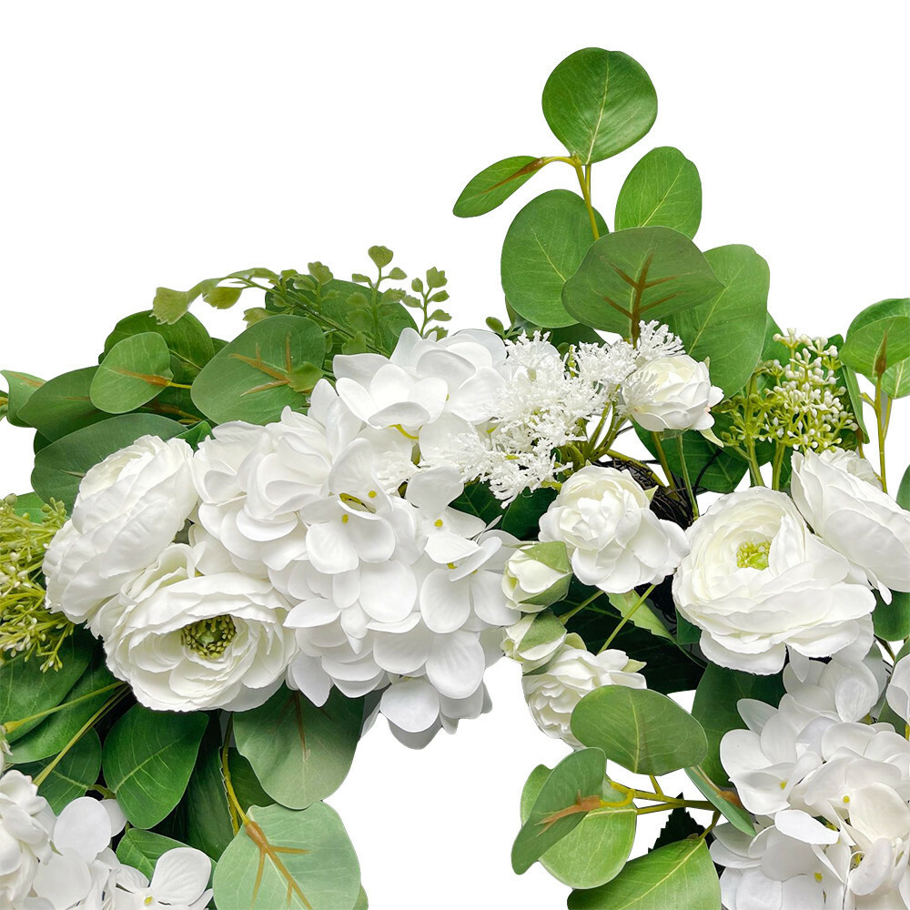 Spring Wreath 24″ Hydrangea And Ranunculus Wreath Silk Floral for Front Door