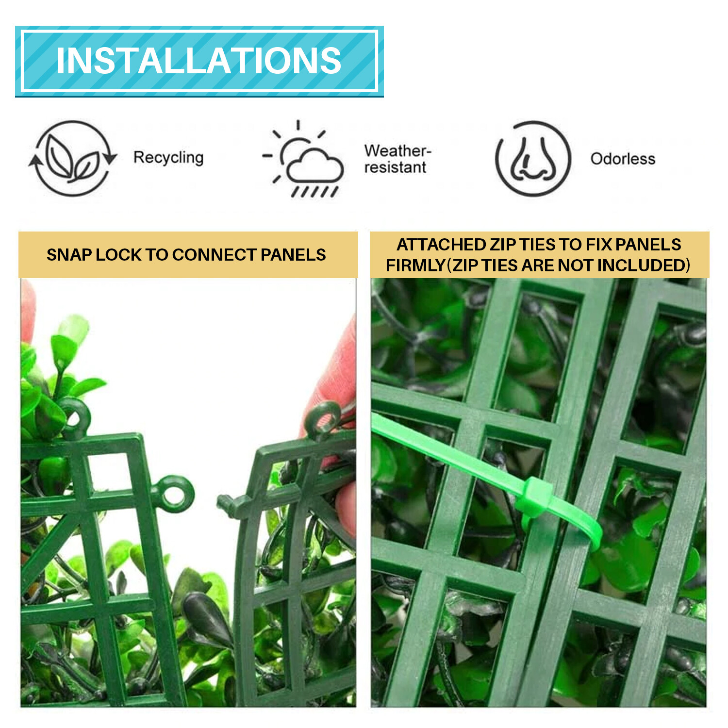20″Artificial Boxwood Leaf with cover back Privacy Fence Screen Home Decor Hedge