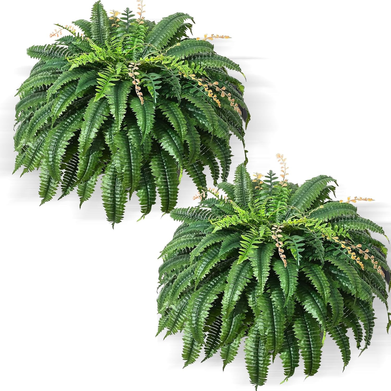 Lush 49” Artificial Boston Ferns – Set of 2 UV Resistant Hanging Plants