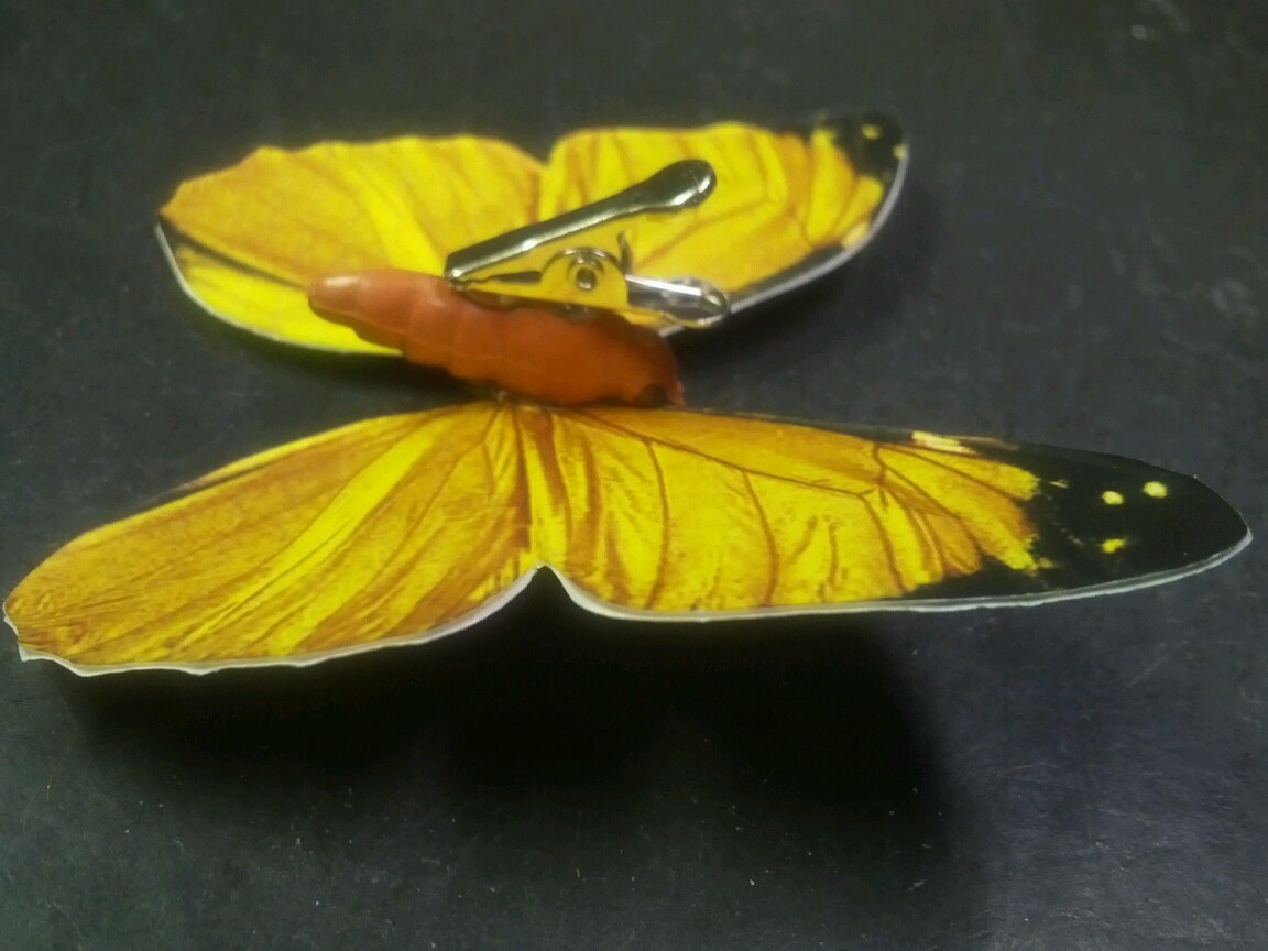 6 BUTTERFLIES 3D PAPER YELLOW REALISTIC CLIP ON DECORATIVE FLORAL HOME DECOR