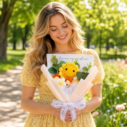 Crochet Sunflower Bouquet – “You are my sunshine” Artificial Flower Rose Gold